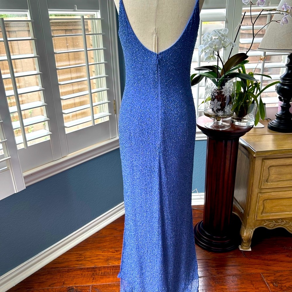 Michelangelo periwinkle beaded embellished evening gown/prom/wedding - Picture 12 of 13